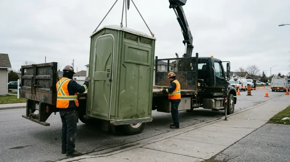 Portable Toilet — Outdoor — Portable Toilet, Boom Truck, Crane Arm, Outdoor, Portable Toilet Rental